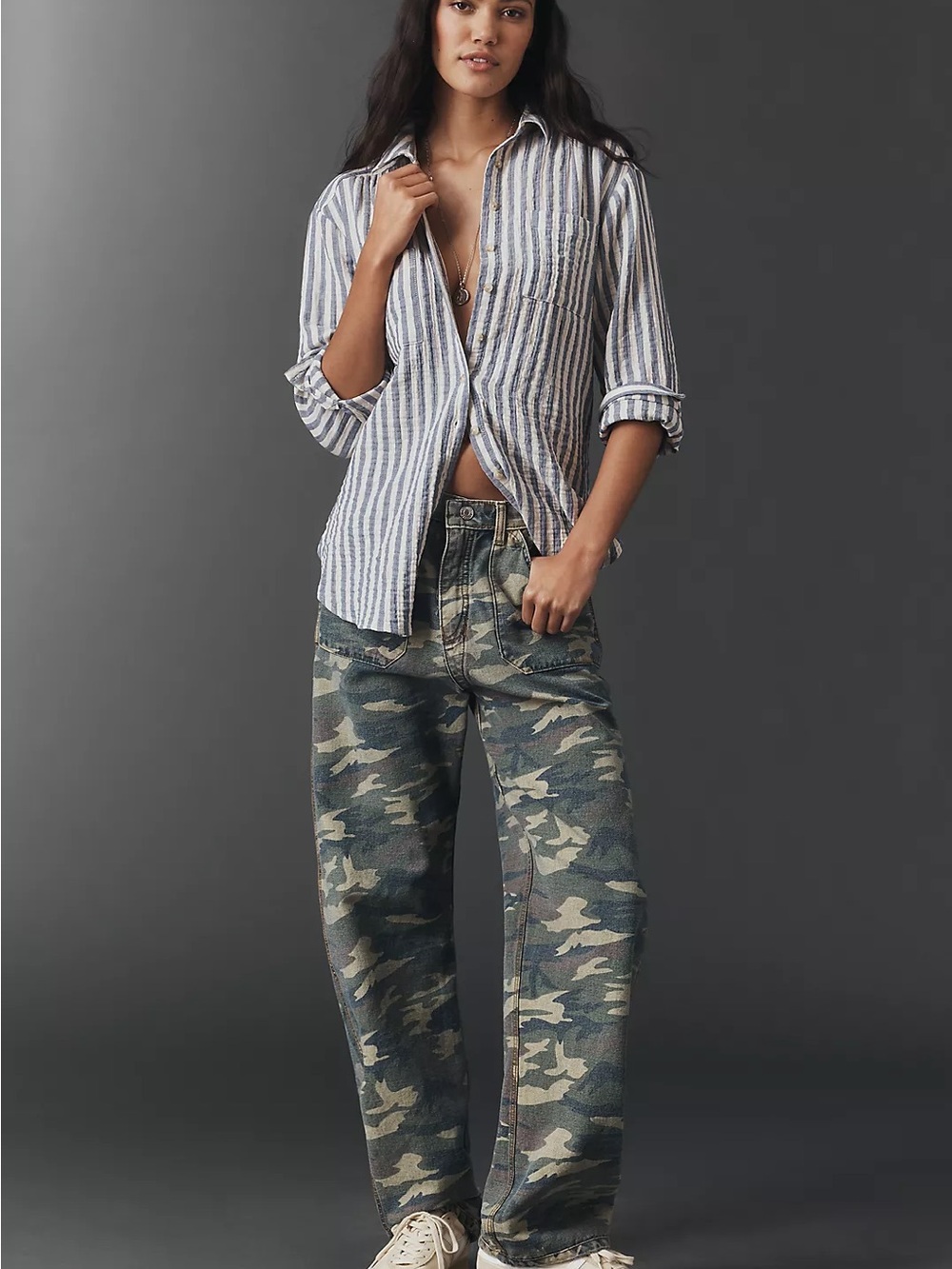Pilcro Hadley 100% Cotton Striped Buttondown Shirt